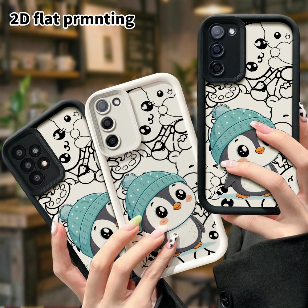 Phone case: 2D flat, suitable for Samsung Galaxy A34 A35 M05 M06 S20 S22 S21 FE Plus 5G protective case, chubby little penguin, perfect Christmas and