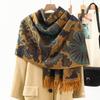 Ethnic Style New Cashmere Feel Scarf Shawl Women's Foreign Wear Travel Warm Autumn and Winter Scarf Shawl