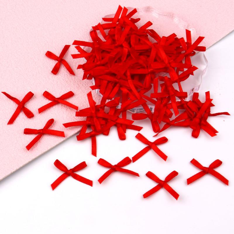 100pc 3cm Mini Ribbon Bows Flower for Sewing Appliques Crafts Decoration Hair Accessories Wedding Gift Box Ornament Supplies