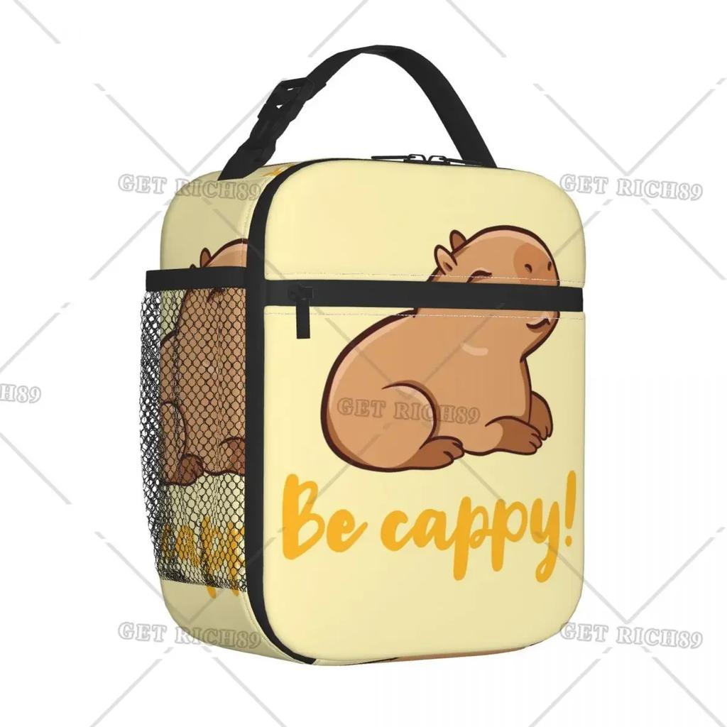 Niedliche fröhliche Capybara-Accessoires Isolierte Lunchtasche für Kinder Schule Brotdose Tragbar Neuankömmling Kühler Thermische Lunchbox