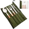 7Pcs/Set Tableware Reusable Travel Cutlery Set Camp Utensils Set 304 Stainless Steel Spoon Fork Chopsticks Straw Portable Case