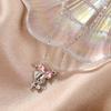 Sweet Pink Bow Necklace Ladies Fashion Sparkling Rhinestone Star Shape Pendant Clavicle Chain Delicate Wedding Accesories