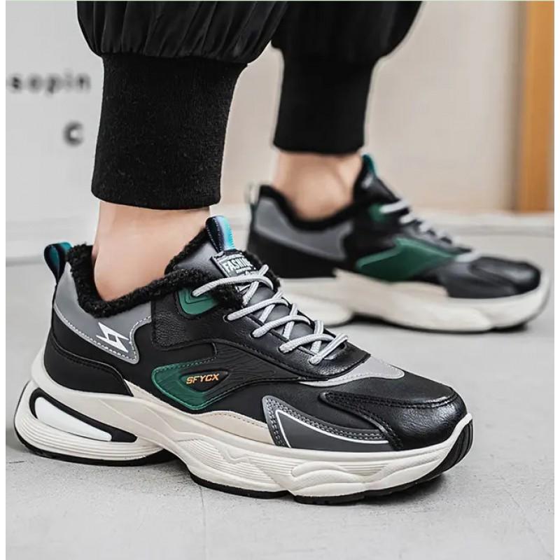 Putian Men's Shoes With Plush Insulation Cotton Teenagers Boys Casual Height Increasing Sports High Top Dad Trendy