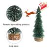 Realistic Miniature Christmas Tree Wood Base Desktop Christmas Tree Ensembles with Realistic Snowy Appearance