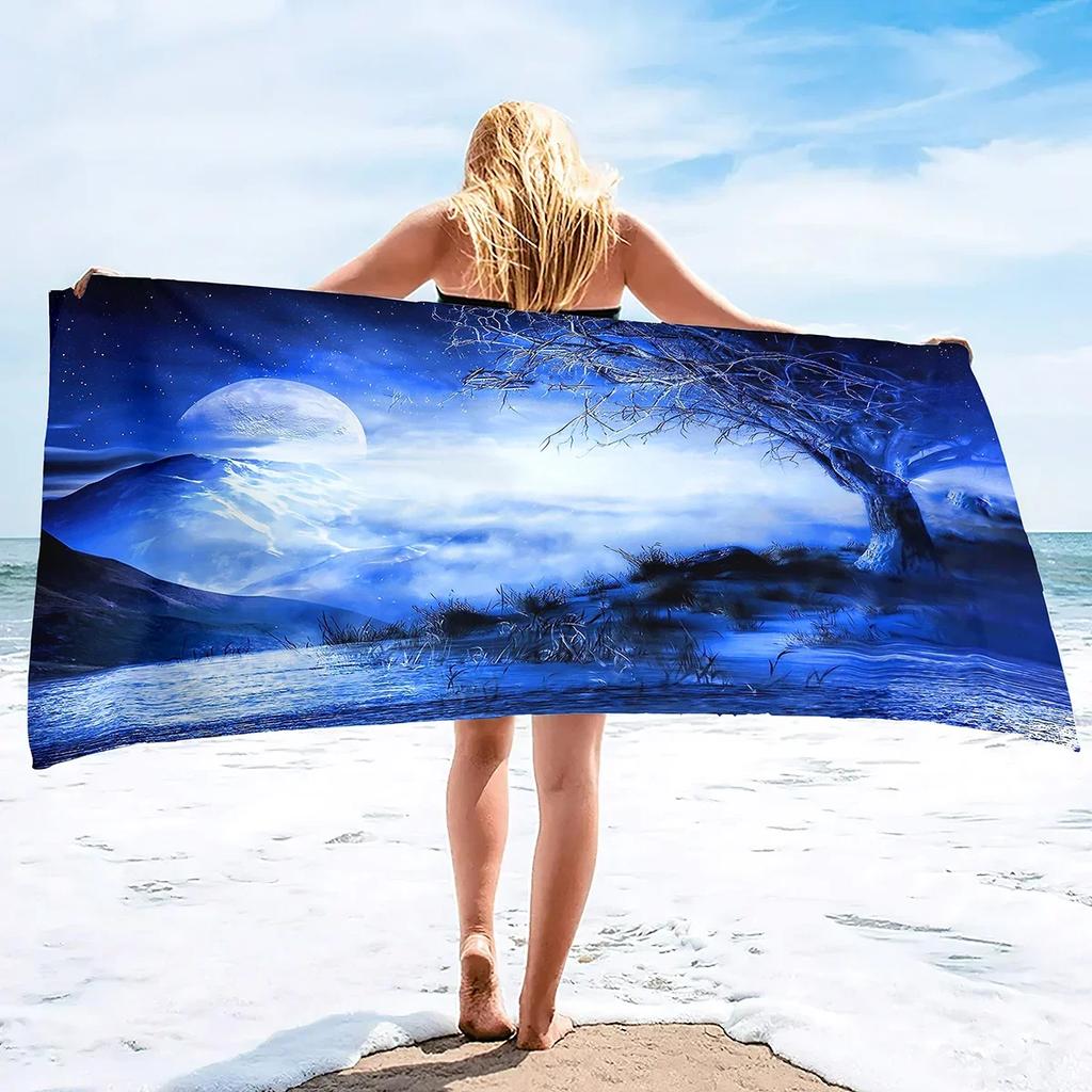 Microfiber Moon Beach Towel Oversized,Quick-dry Bath Towel,Super Absorbent Beach Towels Sandless for Bathroom Swim Sport Shower