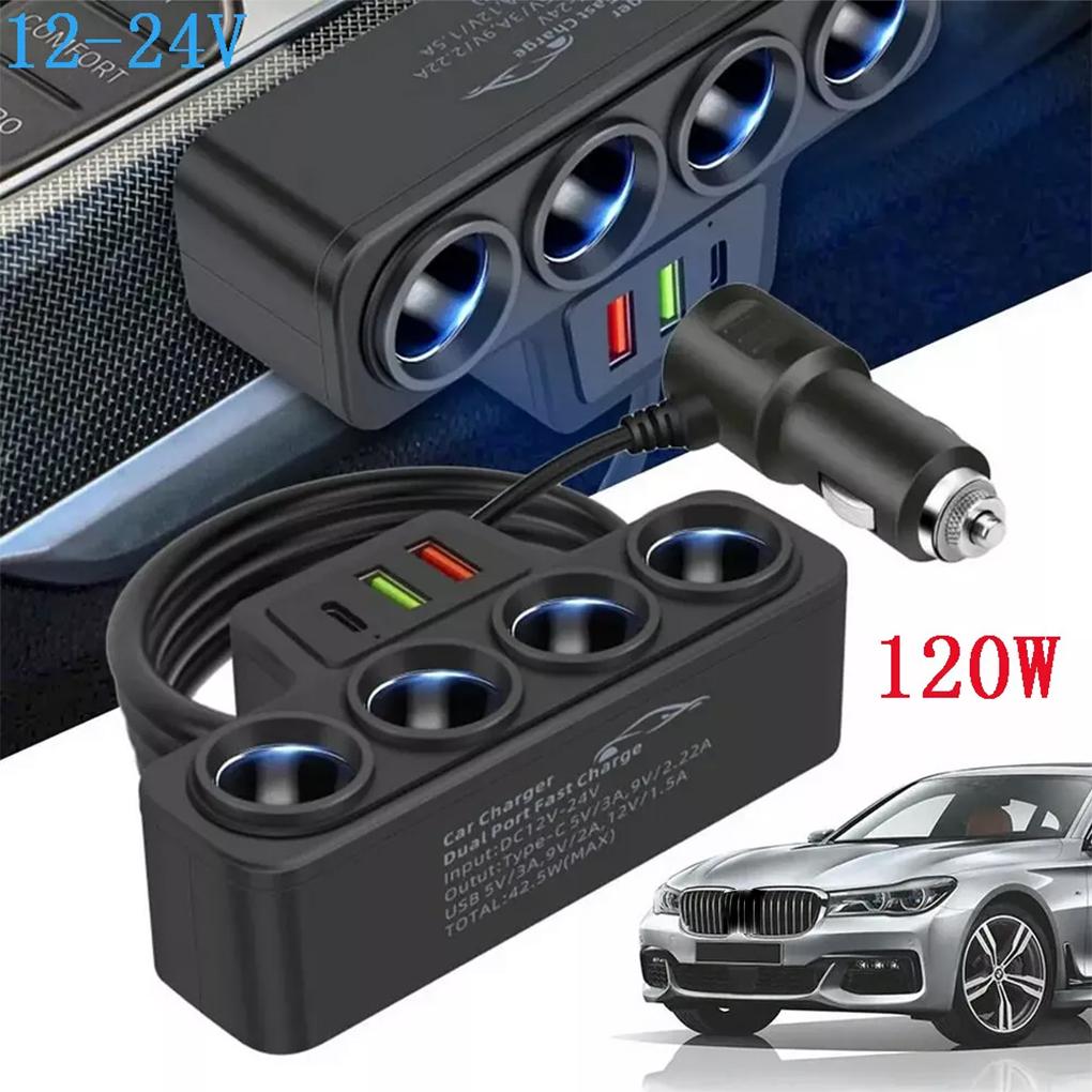 Sturdy And Wear-resistant Car Cigarette Lighter With 4 SlotsPDUSBQC0 Cigarette Lighter Splitter