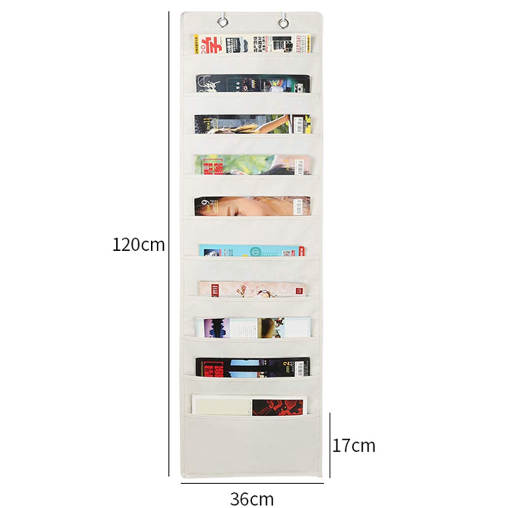 La Dream Wall-Mounted Document Storage Pocket, 10 Pockets, A4 Size, Fabric, Door Hanger Pocket, Hanging, Large Capacity, Small Item Storage Bag for