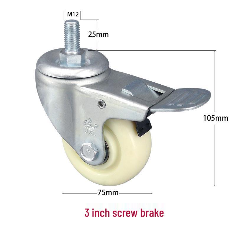 PP Nylon Swivel, Fixed, & Braked Casters - Trolley & Equipment Wheels, 3-5 Inch