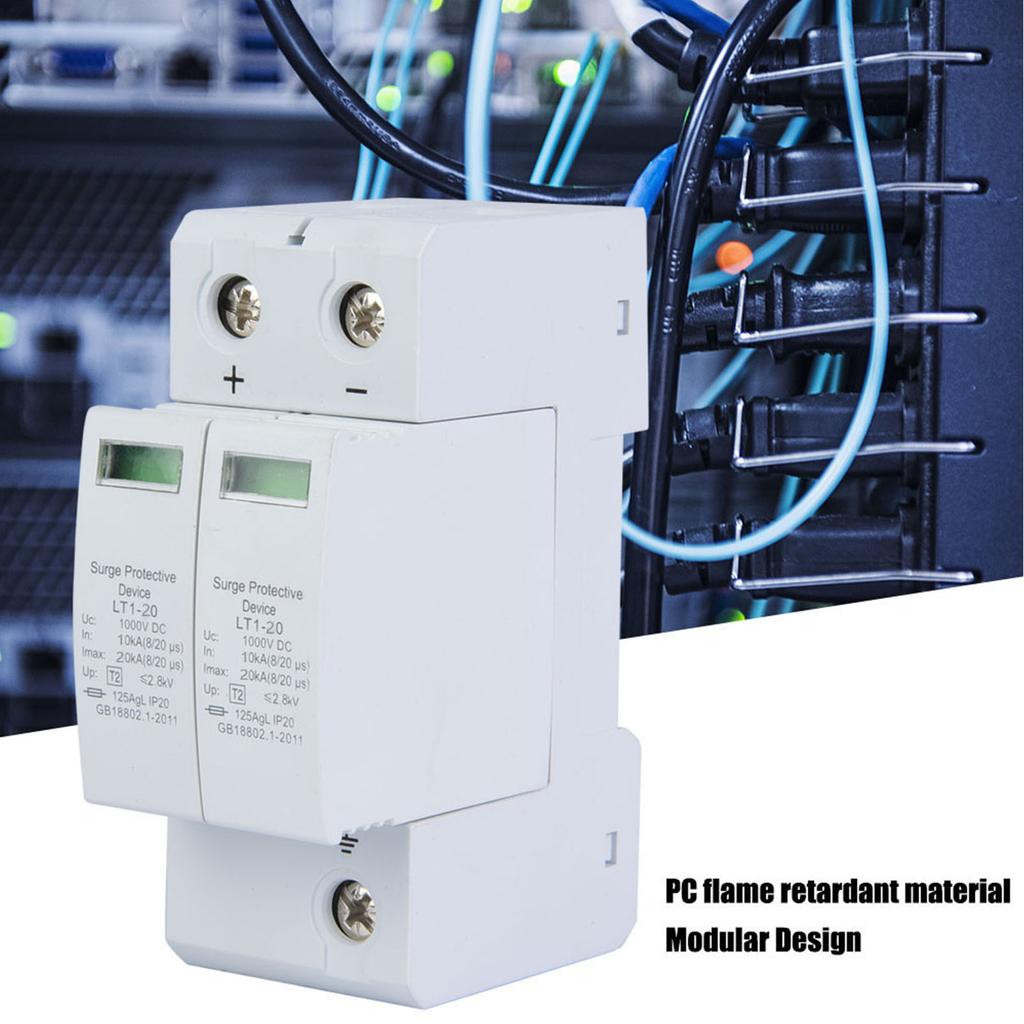 1000V 2P 20KA Surge Protective Device DC Photovoltaic Lightning Protector Low Voltage Arrester