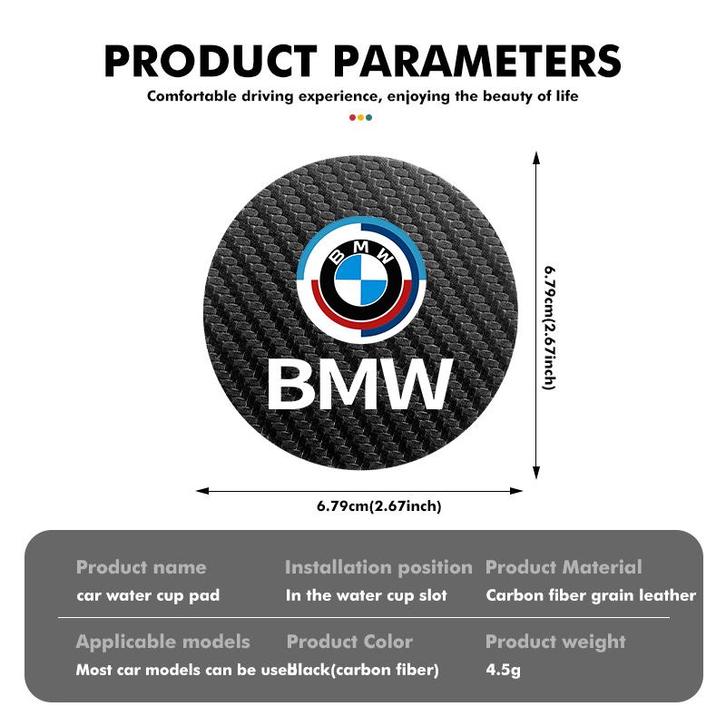 2pcs Car Water Cup Mats Carbon Fiber Coaster Non-Slip Pad For BMW 1 3 4 5 6 7 Series M X1 X3 Performance Alpina G20 F20