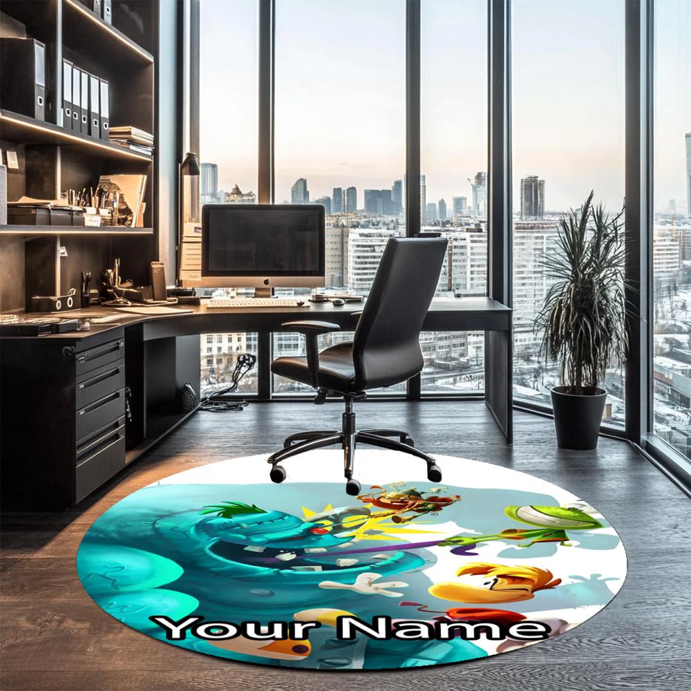 Custom Name Rayman Printed Round Rug Carpet Chair Rug Area Rug Entryway Doormats,for Office Chair Living Room Bedroom Kitchen Room.