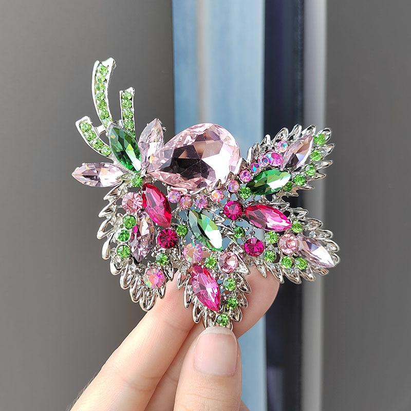 Broche en verre cristal haut de gamme, corsage de fleurs personnalisé, pendentif multifonction, accessoires vestimentaires
