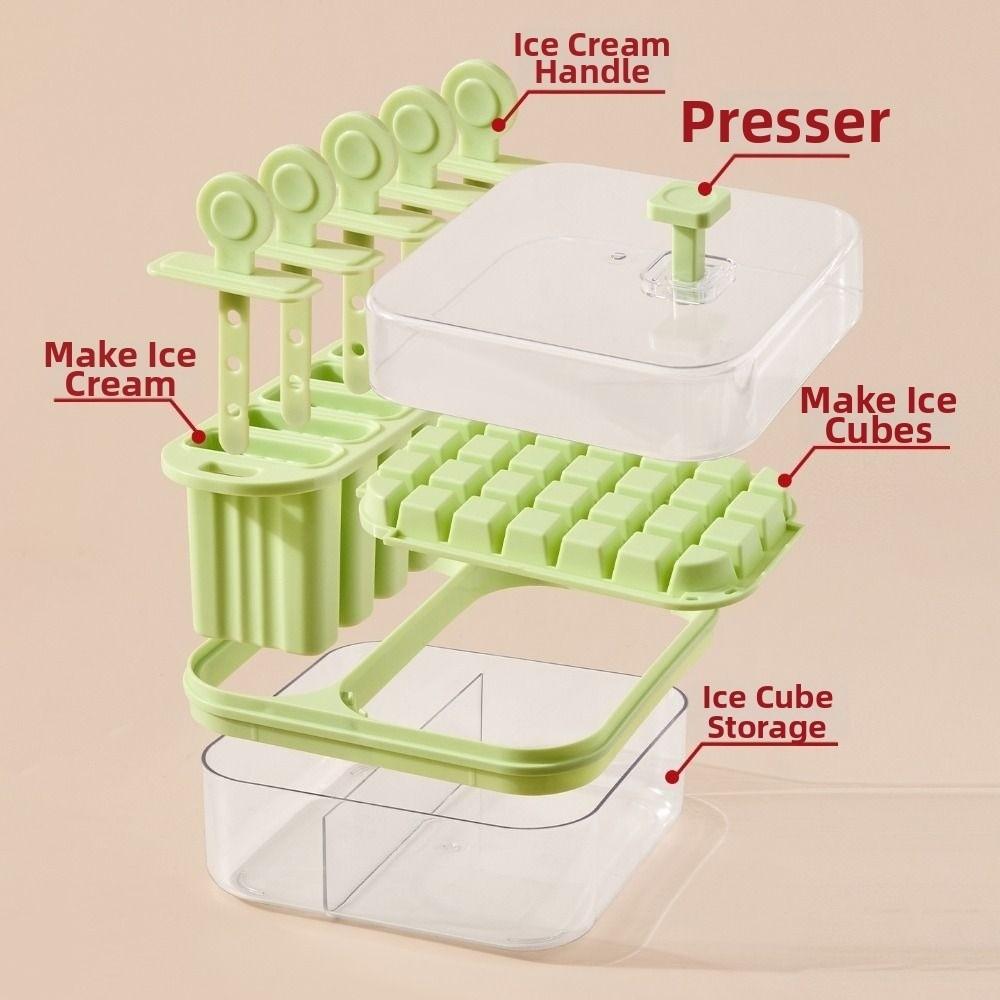 Multifunctional 2-in-1 Ice Cube Mold Press-Type Reusable Ice Cube Tray Easy Release Large Capacity Sorbet Mold Household