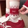 Retro Year Of The Horse Red Striped Medium Tube Socks Women'S Autumn And Winter Warm Lace Stacking Socks Birthday New Year Socks