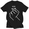 Kpop Shirt Korean Love Heart Hand Symbol Saranghae Love Gift T-shirt Men Casual Tshirt Fashion O-neck Tops Tees Summer T Shirt