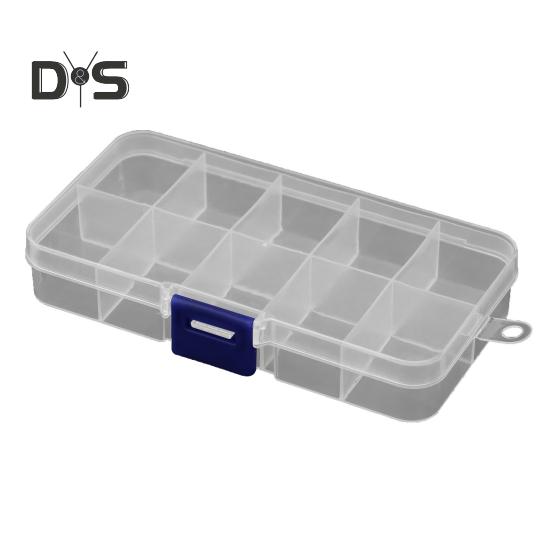 

Ящик для хранения рыболовных принадлежностей, органайзер для приманок и приманок с 10 отделениями, вместительный, ударопрочный, прозрачный футляр для хранения синий