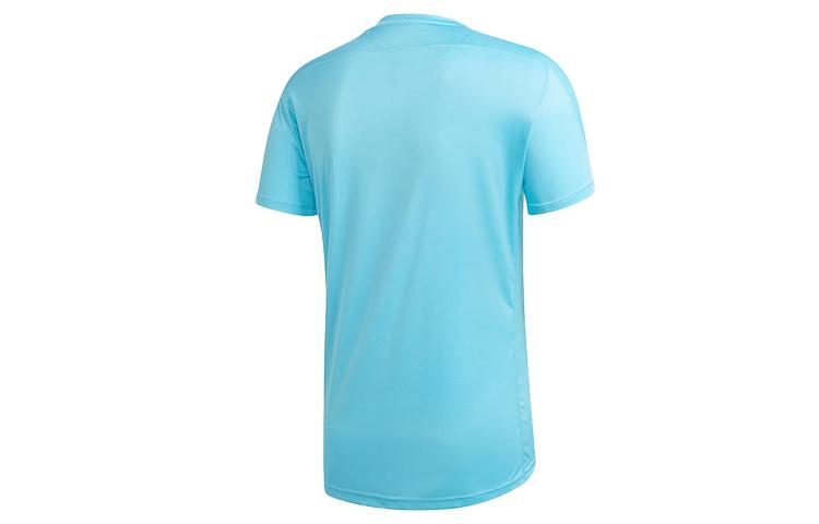 adidas T Shirts Men's Teal/Dark Silver Gray Crew Neck Moderate Straight Fit FT1429