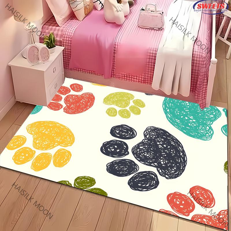 17 Styles Cat Paw Printed Carpet Rug for Living Room Bedroom Entrance Door Decor Mat, Kids' Room Decorative Mat Multi-Size Gifts