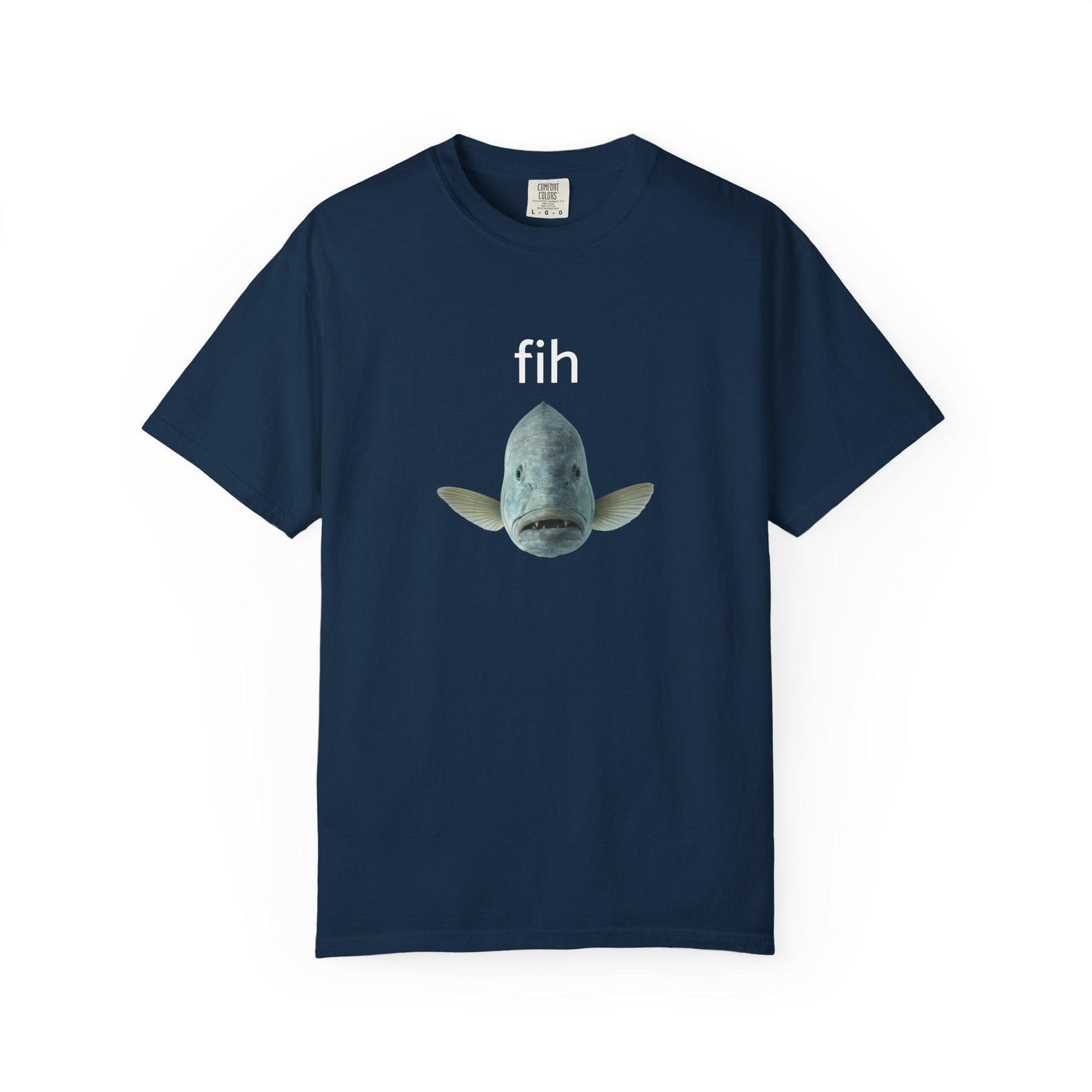 fih Fish Head T-shirt | Minimalist Marine Graphic Tee L