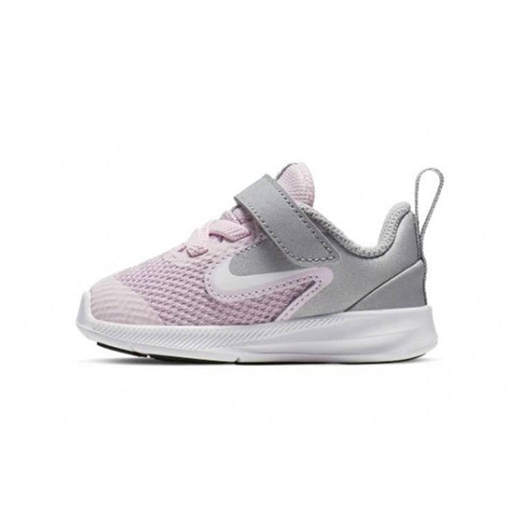 Nike Downshifter 9 Velcro Casual Non-Slip Shock Absorbing Durable Low-Top Walking Shoes Baby Shoes Pink Gray AR4137-601