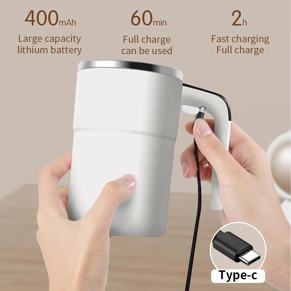 Portable Automatic Stirring Cup Rechargeable Electric Coffee Mixer Stainless Steel Magnetic Self Stirring Mug for Hot Drinks