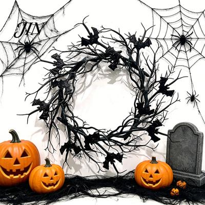 Halloween Party Decor Thorns Wreath, Realistic Spiked Branches, Horror Theme Decoration, Eerie Decoration Dead Branch Spooky for Haunted House Wreath