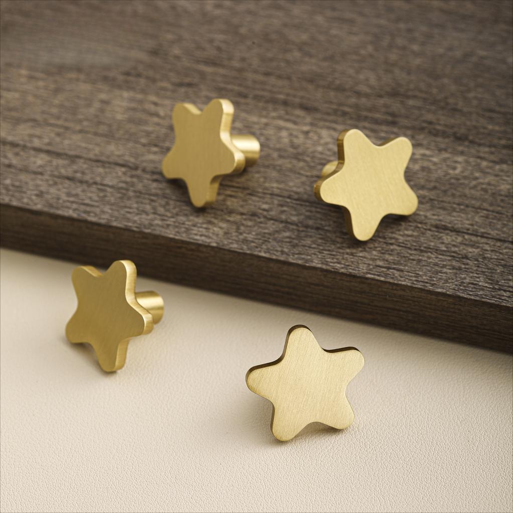 Brass, Five Pointed Star Handle, Children's Room Cabinet Door, Cabinet Drawer, Furniture, Five Pointed Star, Small Handle