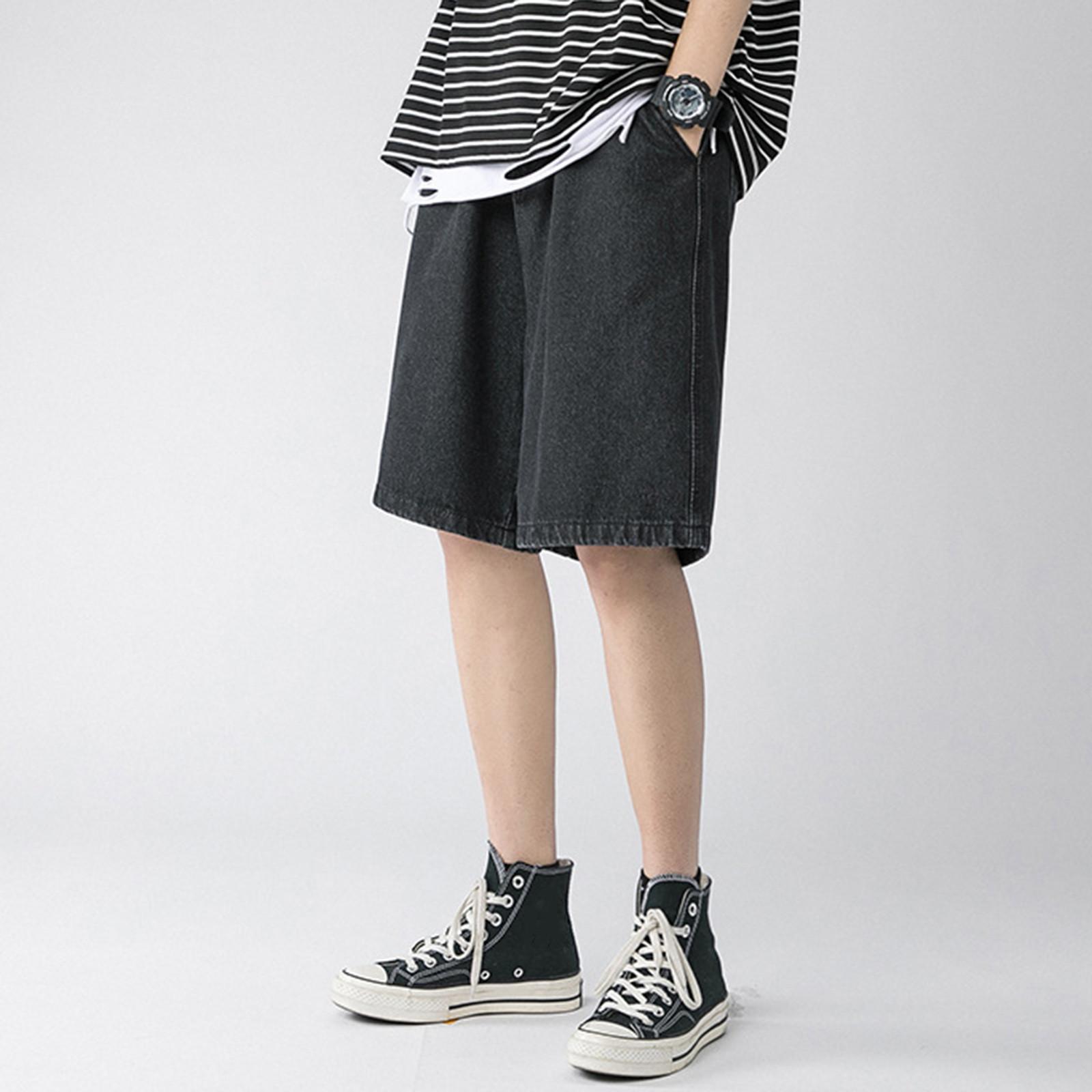 

Men s Summer Casual Color Loose Drawstring Retro Drape Five Point Casual Pants Men s Shorts L чёрный