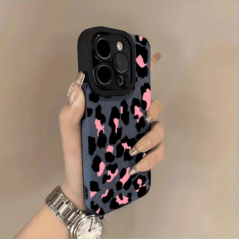 

Модный розовый леопардовый чехол для телефона для iPhone 17 16 15 14 13 12 11 17 Pro Max Air X XR XS Max 16E Plus Ударопрочный мягкий чехол iPhone XR