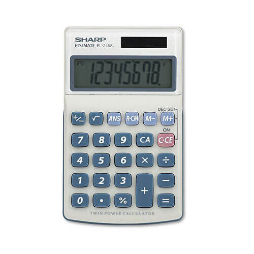 Sharp 8 Digit Dual Power Calculator (No Cover)
