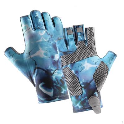 Fingerless Fishing Gloves Non Slip for Men Women Driving Cycling Camping L Blue