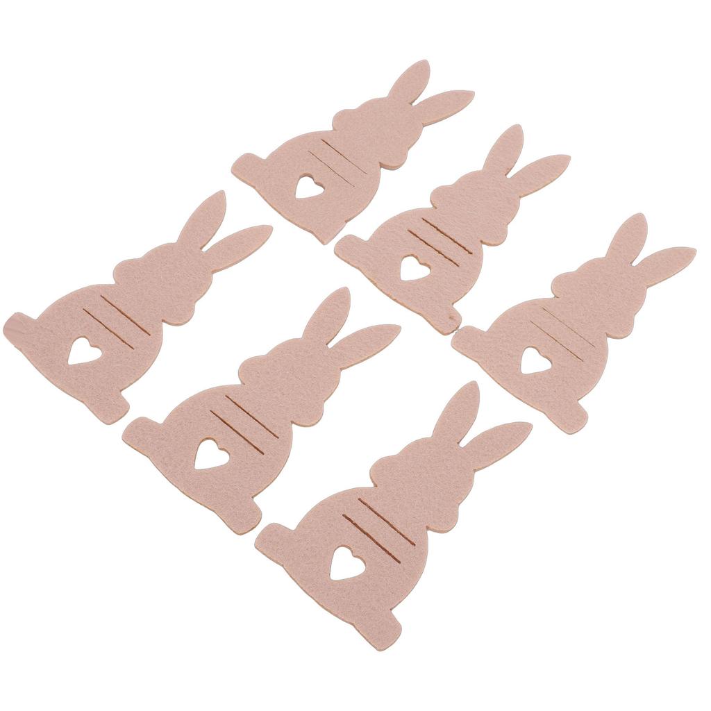 6PCS Easter Bunny Money Holders Funny Felt Cash Holder Card for Banknote Storage Party Decoration Cream Color