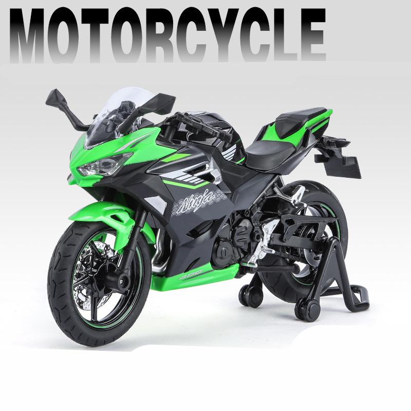 1:12 Kawasaki Ninja 400 Alloy Sports Motorcycle Model Diecast Street Race Motorcycle Model Simulation Sound And Light Kids Gifts