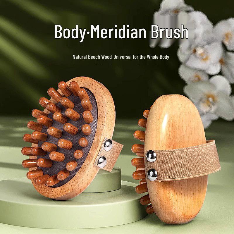 Solid Wood Abdominal Massage Brush for Belly and Meridian Relief