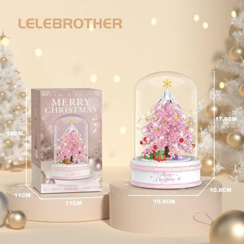 Compatible with LEGO Christmas tree eight music box building blocks Santa Claus snowman assembly toy children's gift