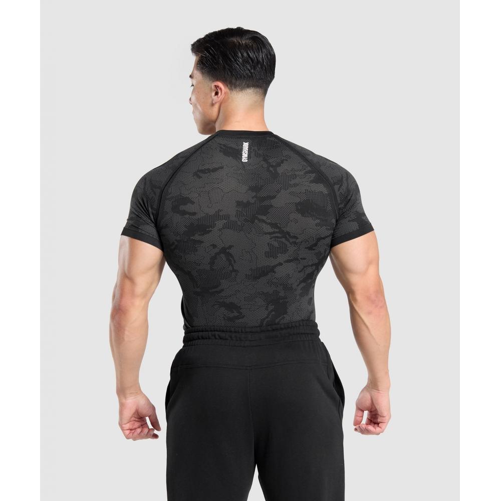 Gymshark Geo Seamless T-Shirt Schwarz Anthrazit A5a2d Bbf9