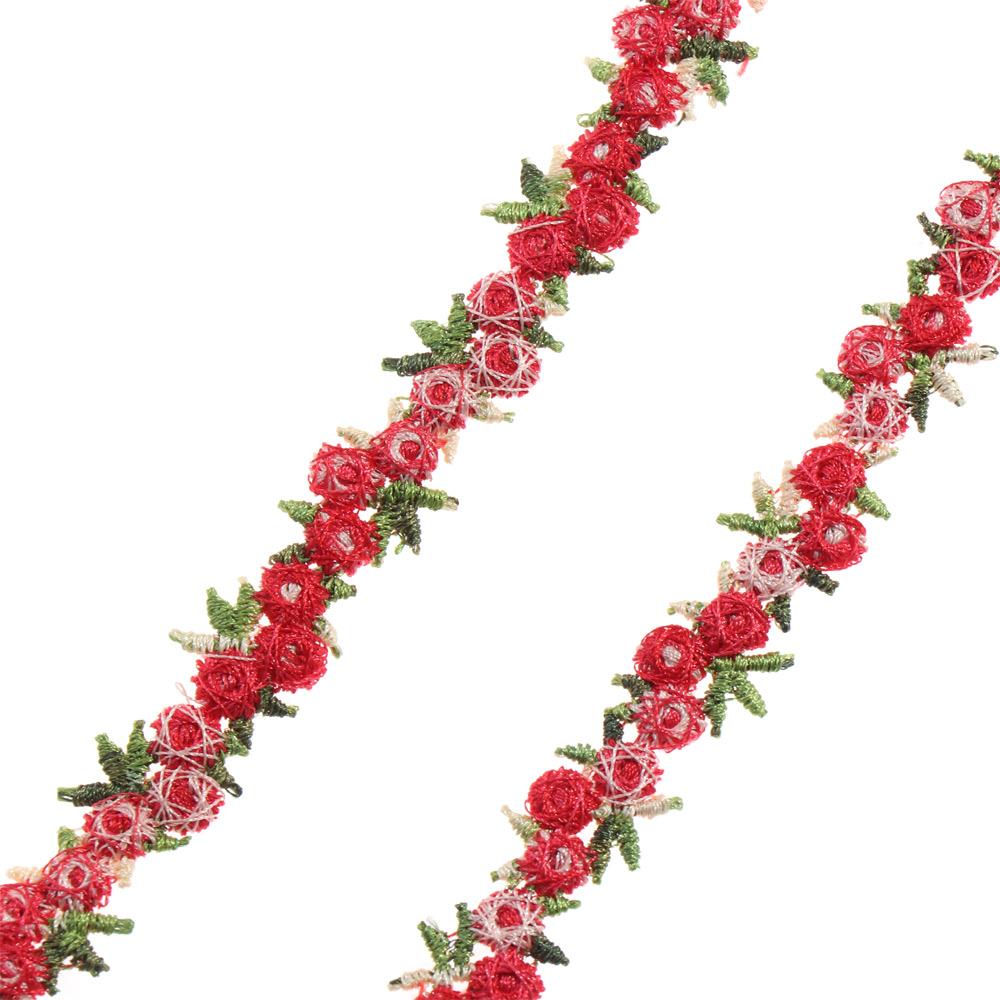 

Decor Wedding Dress Sewing Embroidered Flower Lace Trim Ribbons Fabric Trim Water soluble червоний