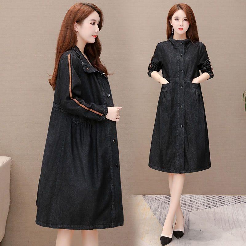 

Осенний женский большой размер свободного покроя модный тренчкот средней длины S чёрный