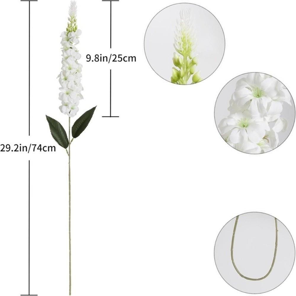 with Leaves Shyacinth Rattan Long Stem Silk Flower 3D Delphinium  Photo Props