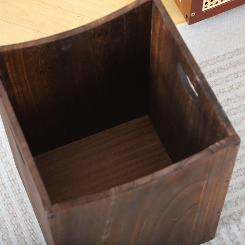 Portable Double Handle Wood Waste Basket For Easy Movement And Emptying Perfect For Home Or Offices Use