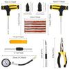 All-in-One Emergency Car Tire Repair Kit - Puncture Plug Tools with Strips,Gloves & Gauge, Universal, Easy To Use