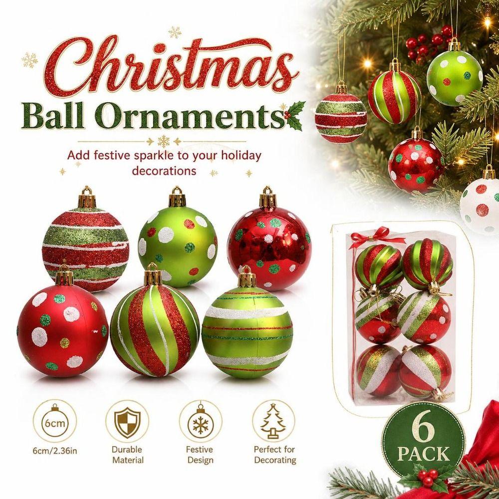 Plastic Christmas Baubles 6cm Holiday Ball Ornaments Holiday Home Decor