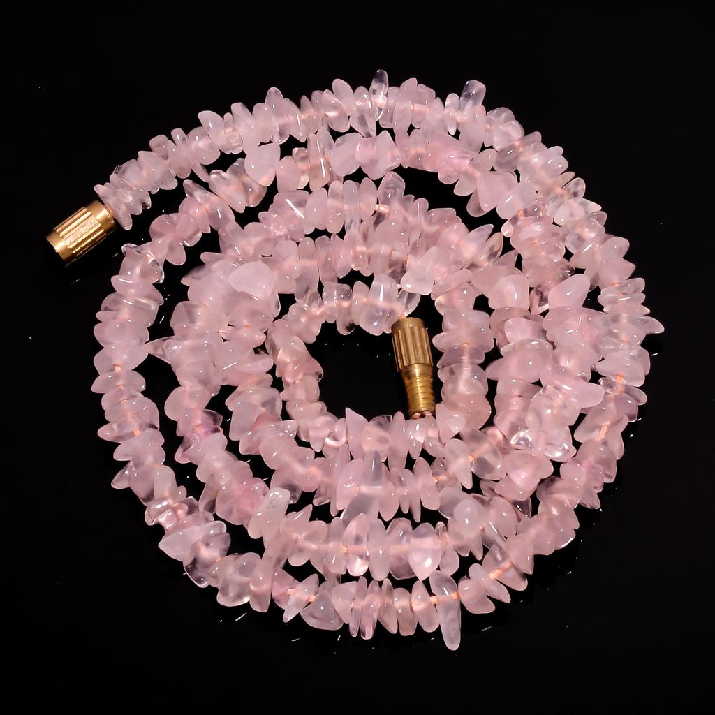 Natural Rose Quartz Gemstone Uncut Smooth Beads Necklace 6-8 Mm 19" UB-8428 UB-8428