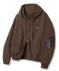 Trillion Leather Patch Waffle Zip-Up Hoodie_Brown