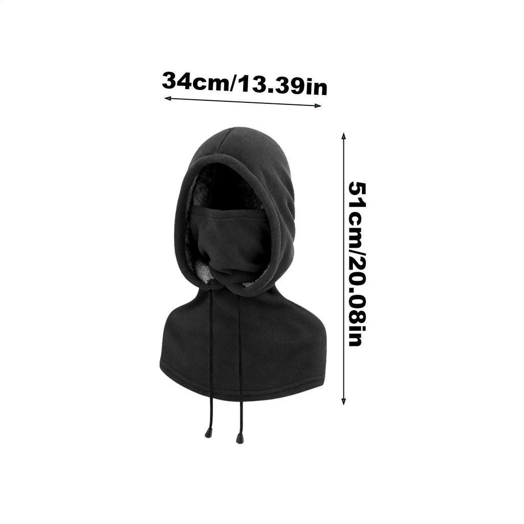 Cycling Face Cover Fleece Hat With Drawstring Thickened Thermal Neck Hood Hat For Women Runners Cyclists Camping Cycling