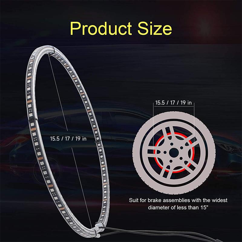 Symphony LED Car Hub Lamp Double Sided APP Remote Sound Control Waterproof Neon Wheel Ring 12V Auto Decorative Atmosphere Light
