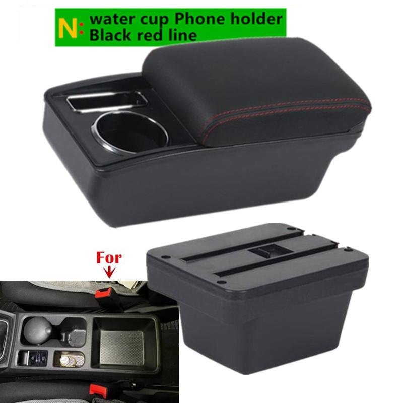 For VW Caddy 5 Armrest box For volkswagen caddy 5 2021 2022 2023 2024 2025 Car Armrest double-layer Storage box car accessories N1 red line No USB