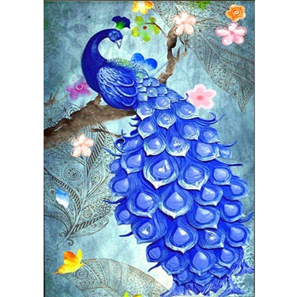 5D DIY Round Diamond Painting Animal Diamond Embroidery Peacock Cross Stitch Kit Rhinestone Mosaic Picture Home Decoration Gift
