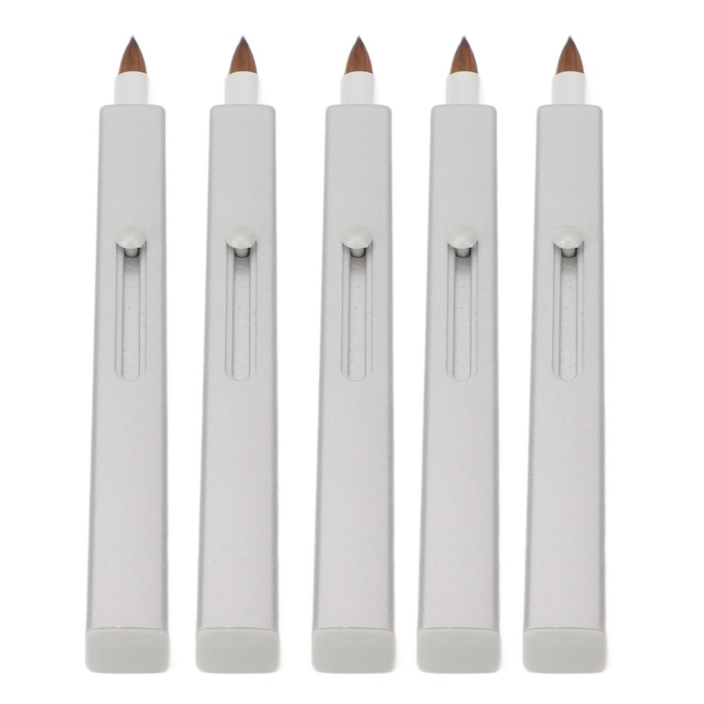 5Pcs Lip Brush Retractable Portable Multipurpose Single Ended Nylon Lip Makeup Brush Grey Shell