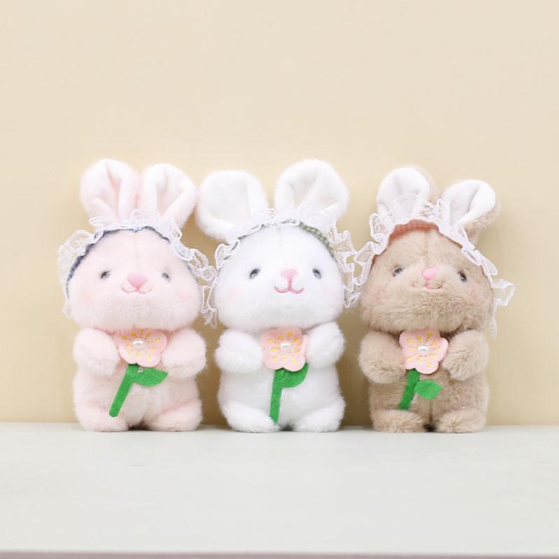Fluffy Keychain Bunny With Cute Flower Holding Design Perfect For Animal Gifts Lovers